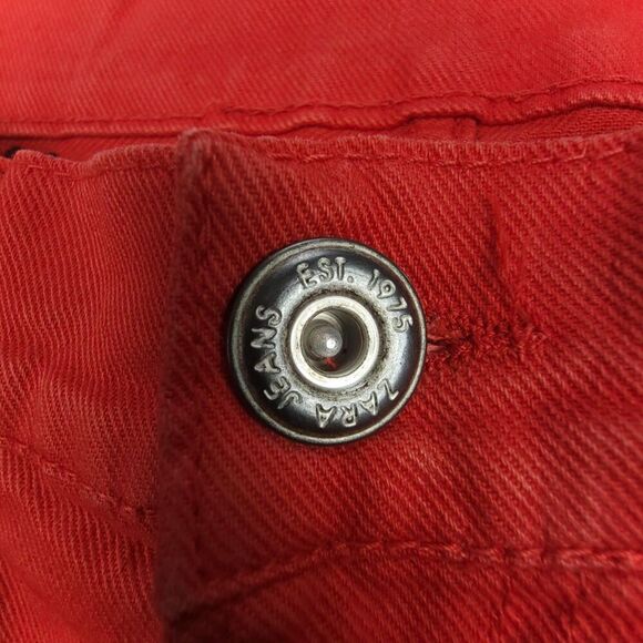 ZARA Man 90s Slim Tapered Moto Jeans Bright Red Denim Men 32 x 34 Neopunk Grunge - Picture 3 of 8